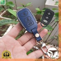 (Tặng móc) Bao Da Chìa Khoá Hyundai Tucson, SantaFe, Starex 2006-2011, KIA Carens, Sportage 2005