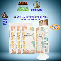 (Tặng Móc Treo) Khăn Giấy Rút TOPGIA Đa Sắc, Giấy Treo Tường Bịch 1280 Tờ 4 Lớp (BIBISTORE TB)