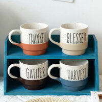 (Tặng muỗng sứ) Ly sứ cà phê 4 màu Retro phong cách Scandinavia dung tích 400ml