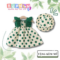 【TẶNG MŨ】Váy đầm đi biển cho bé gái tay bèo nhún, nơ lưng size 1~7 tuổi