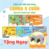 [Tặng Nhà Thông Minh] Combo 5 Quyển - Sách Vẽ Có Nét Rãnh Dập Sẵn Cho Bé - Có Bút Mực Tự Phai Đi Kèm