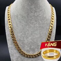 TẶNG NHẪN - Dây chuyền nam titan mạ vàng BHDC192- 4mm5mm - 5ly - size 8