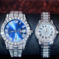 (Tặng nhẫn) Đồng hồ cặp, đồng hồ đôi đính đá cho nam và nữ mã X2