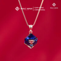 [TẶNG NƯỚC RỬA BẠC] Dây chuyền bạc nữ PMJ mặt đá pha lê xanh swarovski lấp lánh cao cấp PMJ0031