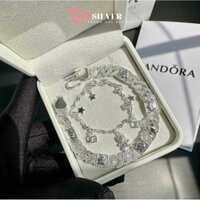 (Tặng nước rửa bạc) Set lắc tay đôi bạc nam nữ CHY SILVER hình con hổ mix charm gấu bạc thật