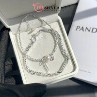 (Tặng nước rửa bạc) Set lắc tay đôi bạc nam nữ CHY SILVER hạt vỡ nơ tim bạc thật