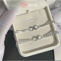 (Tặng nước rửa bạc) Set lắc tay bạc Nam nữ vô cực CHY SILVER dày dặn bạc thật