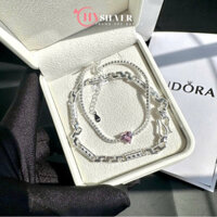 (Tặng nước rửa bạc) Set lắc tay đôi bạc nam nữ CHY SILVER hình trái tim hồng bạc thật