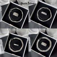 (Tặng nước rửa bạc) Set trang sức bạc nam DUIN SILVER gồm lắc tay và nhẫn đính đá bạc thật