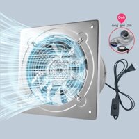 Tặng ống gió 2m -Quạt thông gió hút khói bếp，quạt mạnh phòng tắm，inox，mô tơ dây đồng，có dây nguồn cô