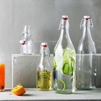 [TẶNG PHỄU] Chai thủy tinh núm tròn trắng, lọ đựng nước mắm,dầu ăn, nước hoa quả: 9.41