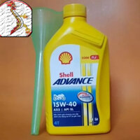 [Tặng phễu nhớt] Nhớt xe máy shell Ax5 shell vàng chai 1L. Dầu động cơ xe máy 4T shell AX5 15W40 1L tặng phễu rót nhớt