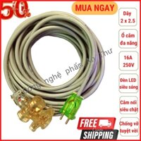 [Tặng Phích Cắm] Bộ Dây Điện Tròn 2x2.5,Kèm Ổ Đúc 5 Cổng Và Phích Đúc Có  Đèn LED An Toàn,Tiện Lợi, Chống Vỡ,Chịu Tải