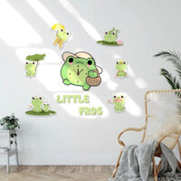 [Tặng pin] Đồng hồ gỗ treo tường hình chú ếch con trang trí nhà cửa siêu đáng yêu