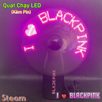 (Tặng PIN) Quạt Cầm Tay Mini Chạy Đèn LED Logo BLACKPINK, LISA, JISOO, ROSE, JENNIE Tự Động Cổ Vũ BLACKPINK Lightstick