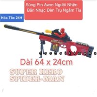 (Tặng Pin) Súng pin AWM 64cm mô phỏng người nhệnSPIDER MAN có giá đỡ trụ ngắm cho bé vui chơi giải trí nhập vai vui nhộn