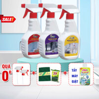 (TẶNG QUÀ 55K) Combo Nhà Tắm Sạch: Tẩy Cặn Canxi Trên Kính, Tẩy Trắng Gạch Men - Bồn Sứ & Tẩy Inox Bám Cặn, Ố Gỉ Faster