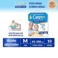 [TẶNG QUÀ] Tã dán CARYN siêu thấm dành cho người lớn hạn chế khả năng đi lại Size M, vòng hông 61-106 (10/20/40miến