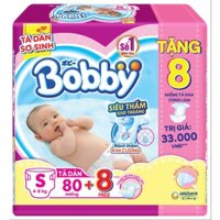 [Tặng quà]Tã Dán Bobby Siêu Thấm Size S80/S56