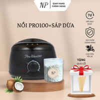 [TẶNG QUE] Combo Nồi Nấu Sáp Wax Lông Pro Wax 100 +100gr Sáp Dừa Cao Cấp NP Waxing Che Tên