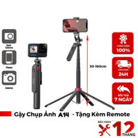 (Tặng Remote) Gậy chụp ảnh Selfie 4 chân A14 1M8 điều khiển từ xa có phân loại đèn trợ sáng Tripod chụp ảnh