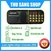 [Tặng Sạc] Loa nghe nhạc mini Craven CR-25A, 25A Nghe Nhạc Thẻ Nhớ, USB, FM