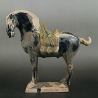 Tang Sancai Black Horse War Porcelain Loại bỏ Bộ sưu tập đồ cổ Đồ cổ Nhà Trung Quốc Orn