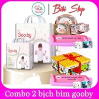 [Tặng Set Ăn Dặm 5 món sợi tre hoặc Bộ lắp ghép xe công trình] Combo 2 Bịch Tã/Bỉm Quần Dán Gooby Chống Tràn Hiệu Quả