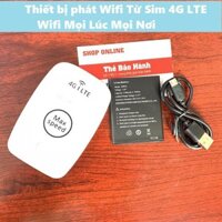 [Tặng Siêu Sim 4G]Bộ Phát Wifi Không Dây Max Speed 4G LTE, Đa Mạng, Sóng Khỏe, Pin Cực Trâu Phát Nhiều Thiết Bị