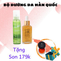 [Tặng Son kem cho môi & má Hàn Quốc 179k ]Combo dưỡng da The Rucy Xịt Khoáng Lô Hội  150ml và Serum tinh chất vàng 24k