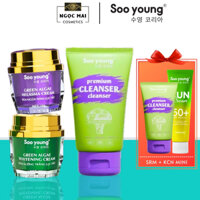 [Tặng SRM + KCN] Combo kem face Lục Tảo + sữa rửa mặt Soo Young Green Algae (10g x 2 + 100ml)