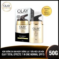 [TẶNG SỮA RỬA MẶT 100G] Kem dưỡng da ban ngày chống lại 7 dấu hiệu lão hóa Olay Total Effects 7 In One Day Cream Normal SPF15 50g [bonus]