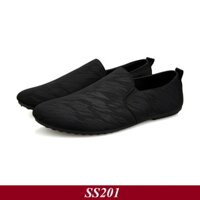 Tặng Tất Lười Khử Mùi Cao Cấp Giày Lười Vải Nam Hàn Quốc Giày lười vải phong cách Màu Đen SS2011