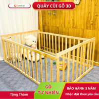 (TẶNG THẢM ) Cũi Quây 3D GOLDCAT Chất Liệu Gỗ Tự Nhiên, Không Gian Chơi An Toàn Của Bé, Bảo Hành 3 Năm