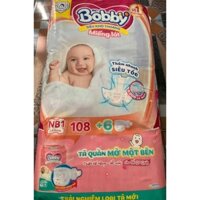 Tặng thêm 6 miếng tã quần bên trong - Miếng Lót Bobby Newborn 1 108 Miếng - Miếng lót sơ sinh Bobby NB1