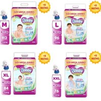 [TẶNG THÊM 8 MIẾNG] Tã/bỉm quần Bobby 3mm Mega Jumbo Gạo non Giảm nhiệt M112+8/L96+8/XL84+8/XXL76+8 (BN)