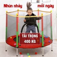 [TẶNG THÊM BÓNG] Nhà Nhảy Nhún , Đệm Nhún Lò Xo Lục Giác Có LAN CAN & BẠT QUÂY Cho Trẻ Em