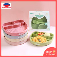 [TẶNG THÌA] Khay Ăn Dặm Silicon Misan Có Đế Hít Chống Đổ 3 Ngăn Cho Bé - Shop Thiên Hà
