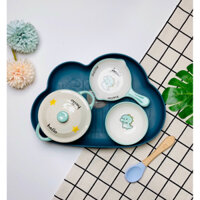 (Tặng Thìa) SET KHAY BÁT SỨ ĂN DẶM CHO BÉ, BÁT ĂN DẶM KIỂU NHẬT
