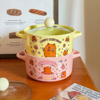 Tặng Thìa - Tô Mỳ/thố sứ nắp kính Capy Bara mẫu mới