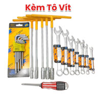[Tặng tô vít] Combo 5 khoá chữ T 8-14mm + 7 cây cờ lê và bộ lục giác Bông, dùng để vặn Bulông, đai ốc