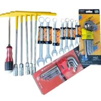 (Tặng Tô Vít)Combo 5 Khoá Chữ T + 7 Cờ lê Và 2 Bộ Lục Giác Bông Bi Ngắn( 2 Bộ Lục Giác)