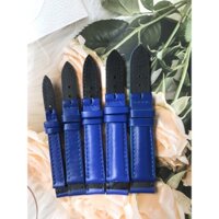 (Tặng Tovit Thay Dây) Dây Đồng Hồ Da Bò Thật 100% Màu Xanh Dương Sáng Kèm Khóa Kim Cao Cấp