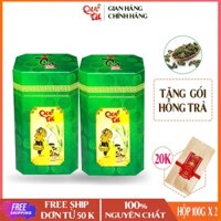 [Tặng trà đen 100g] Trà ô long nguyên chất Quê Ta thượng hạng, hộp giấy xanh, vị đậm đà, chát nhẹ hậu ngọt - 2 hộp x100g