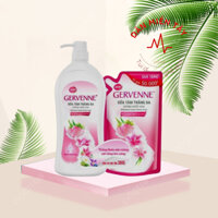 [Tặng túi 380g] Sữa tắm trắng da hương nước hoa Gervenne Dâu Tây Bạch Tuyết và Lily Hồng (900g/chai)