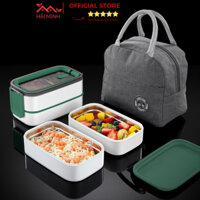[Tặng Túi Giữ Nhiệt] Hộp Đựng Cơm Văn Phòng Giữ Nhiệt 2 Tầng 3 Ngăn Inox 304,Hộp Đựng Cơm Giữ Nhiệt Tốt Tặng Đũa Thìa