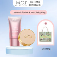 [TẶNG TÚI HOA] Combo Phấn Nước M.O.I Premium Baby Skin & Kem chống nắng M.O.I Natural Tone Sun Milk SPF50+ PA++++
