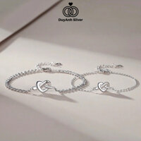 (Tặng túi+hộp+rửa bạc) Lắc tay đôi bạc DUYANH SILVER hình trái tim vô cực vĩnh cửa bạc thật