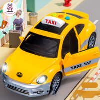 [Tặng túi mù] Đồ Chơi Mô Hình Xe Taxi Có Nhạc Và Đèn Chạy Bánh Đà Lắp Pin Đồ Chơi xe ô tô Cho Bé Vui Chơi Thỏa Thích