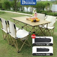 🌴Tặng Túi🌴DECROOM Bộ Bàn Ghế Dã Ngoại 1 Bàn+4 Ghế Gấp dễ dàng mang theo độ bền cao Khung Thép Chịu Tải 200KG
